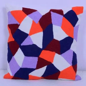 Хлопковая наволочка с вышивкой, Cotton Emroidered Cushion Cover Geometric, Handmade, произв. MYINDIA