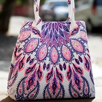 Хлопковая сумка с принтом Мандала, Cotton Mandala Bag Pink, Handmade, произв. MYINDIA