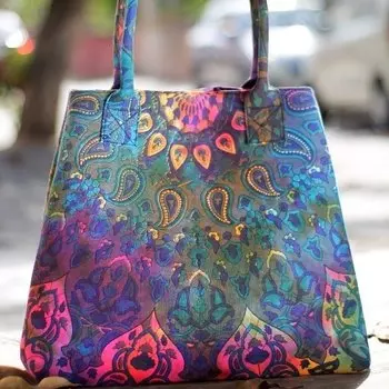 Хлопковая сумка с принтом Мандала, Cotton Mandala Bag Gradient, Handmade, произв. MYINDIA