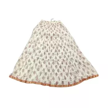 Хлопковая юбка, Cotton Azure Skirt with Pattern, Handmade, произв. MYINDIA