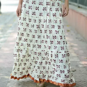 Хлопковая юбка, Cotton Butterfly Pattern Skirt, Handmade, произв. MYINDIA
