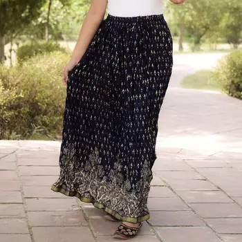 Хлопковая юбка, Cotton Dark Skirt with Pattern, Handmade, произв. MYINDIA