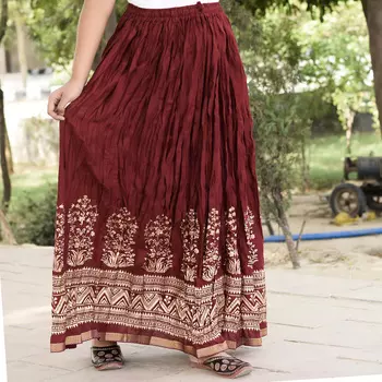 Хлопковая юбка, Cotton Masala Skirt Gold Pattern, Handmade, произв. MYINDIA