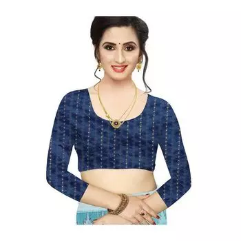 Хлопковое ферози сари с жаккардовой контрастной блузкой, Ferozi Saree with Jacquard Contrast Blouse, произв. AJIO