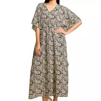 Хлопковое платье-кафтан, Cotton Kaftan Dress Decor, Handmade, произв. MYINDIA