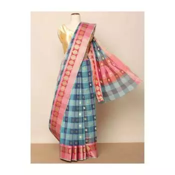 Хлопковое сари с художественным шелком, Checked Kota Saree, произв. AJIO