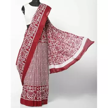 Хлопковое сари с традиционным рисунком, Printed Traditional Saree, произв. AJIO