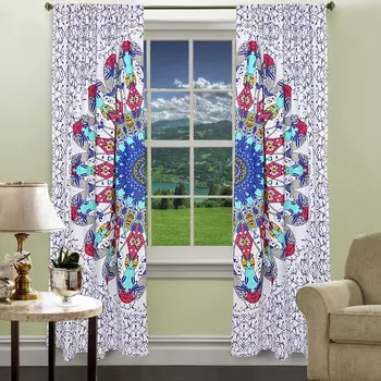Хлопковые шторы мандала, Cotton Curtains Mandala Multicolor, Handmade, произв. MYINDIA