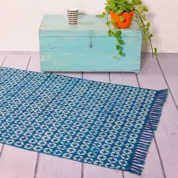 Хлопковый ковёр ручной работы, Hand Block Print Cotton Rug Cross, произв. MYINDIA