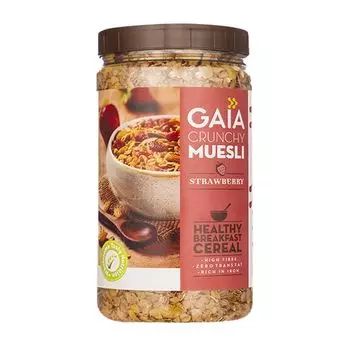 Хрустящие мюсли с Клубникой (1 кг), Crunchy Muesli Strawberry, произв. Gaia