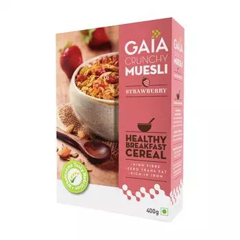 Хрустящие мюсли с Клубникой (400 г), Crunchy Muesli Strawberry, произв. Gaia