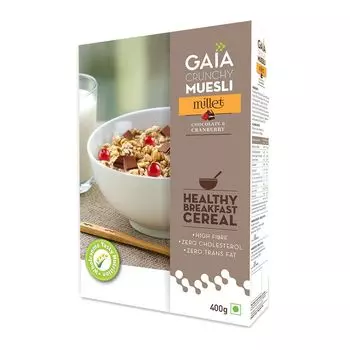 Хрустящие мюсли с Шоколадом и Клюквой (400 г), Crunchy Millet Muesli Chocolate & Cranberry, произв. Gaia