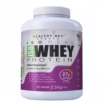 Изолят сывороточного протеина с пищеварительными ферментами без вкуса (2,5 кг), ISO Whey Protein added DigeZyme - IsoReal, произв. HealthyHey