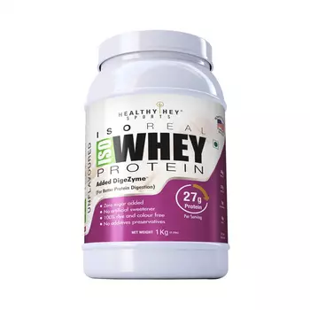 Изолят сывороточного протеина с пищеварительными ферментами без вкуса (1 кг), Whey Protein Isolate with Digestive Enzymes Unflavoured, произ. HealthyHey