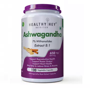 Экстракт корня Aшвагандхи (120 кап, 650 мг), Ashwagandha Root Extract 8:1, произв. HealthyHey