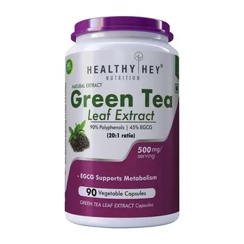Экстракт листьев Зеленого Чая (90 кап, 500 мг), Green Tea Leaf Extract, произв. HealthyHey