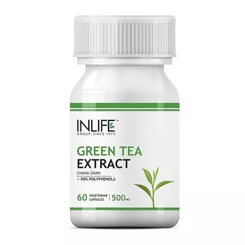 Экстракт зеленого чая (60 кап, 500 мг), Green Tea Extract, произв. INLIFE