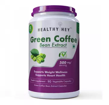 Экстракт зеленого Кофе (90 кап, 500 мг), Green Coffee Bean Extract, произв. HealthyHey