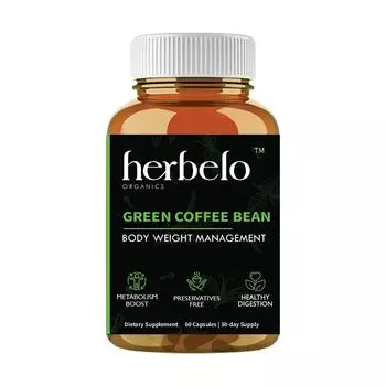 Экстракт зеленых кофейных зерен (60 кап, 800 мг), Green Coffee Bean, произв. Herbelo Organics