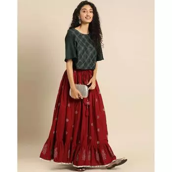 Юбка с блочным принтом и кисточками, Block Print Skirt with Tassels Detail, произв. AJIO