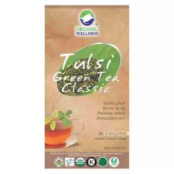 Классический зелёный чай с Тулси (25 пак, 1.55 г), Real Tulsi Green Tea Classic, произв. Organic Wellness