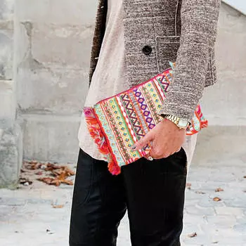 Клатч с бахромой, Clutch Bag With Fringe, Handmade, произв. MYINDIA