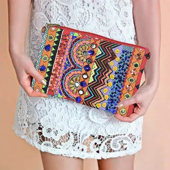 Клатч с вышивкой из бисера, Beaded Clutch Bag Multicolor, Handmade, произв. MYINDIA
