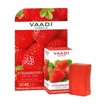 Клубничное мыло для лица: против пигментации (25 г), Strawberry Facial Bar Anti-Pigmentation, произв. Vaadi Herbals