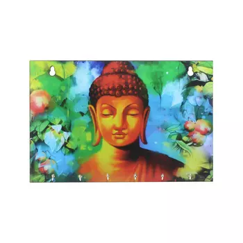 Ключница с Буддой, Lord Buddha Theme Wooden Key Holder with 6 Hooks, произв. eCraftIndia