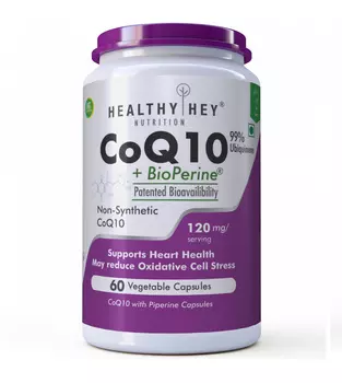 Кофермент Q10 и Биоперин (60 кап, 120 мг), CoQ 10 With Bioperine, произв. HealthyHey