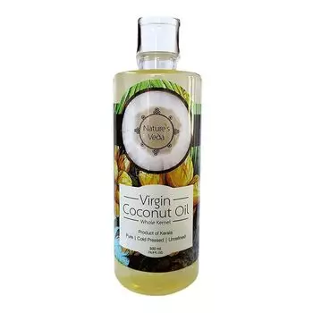 Кокосовое масло холодного отжима: для ухода за телом и волосами (500 мл), Virgin Coconut Oil Cold Pressed, произв. Nature's Veda