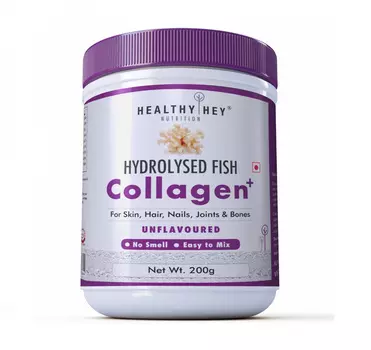 Коллаген рыбный гидролизованный без вкуса (200 г), Hydrolyzed Fish Collagen Powder Unlavoured, произв. HealthyHey