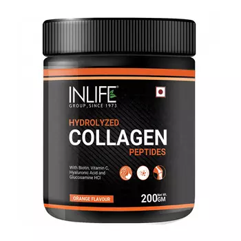 Коллагеновый протеин со вкусом Апельсина (200 г), Hydrolysed Collagen Peptides, произв. INLIFE