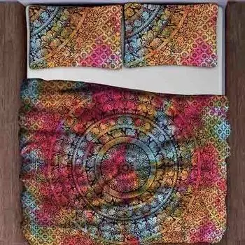 Комплект постельного белья, Bed Sheet Indian Tie Dye Elephant Mandala Pattern, Handmade, произв. MYINDIA