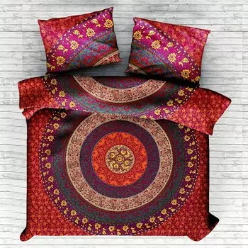 Комплект постельного белья, Bed Sheet Circle Mandala Pattern, Handmade, произв. MYINDIA