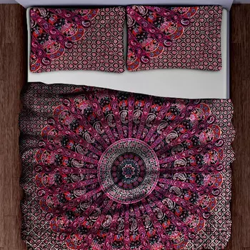 Комплект постельного белья, Bed Sheet Maroon Pattern, Handmade, произв. MYINDIA