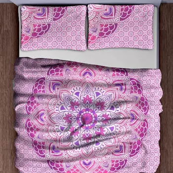 Комплект постельного белья, Bed Sheet Pink Pattern, Handmade, произв. MYINDIA