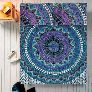 Комплект постельного белья, Bed Sheet Purple Pattern, Handmade, произв. MYINDIA