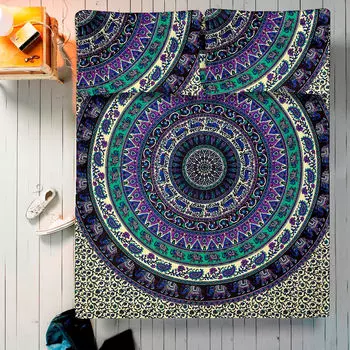 Комплект постельного белья, Bed Sheet Multicolour Mandala Pattern, Handmade, произв. MYINDIA