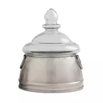 Конусовидная металлическая шкатулка со стеклянной крышкой, большая, Никель, Big Iron Taper Box, произв. John Molly Decor&Gifts