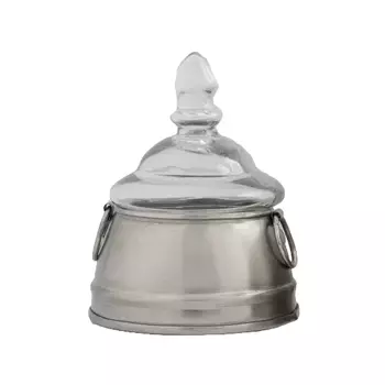 Конусовидная металлическая шкатулка со стеклянной крышкой, маленькая, Никель, Small Iron Taper Box, произв. John Molly Decor&Gifts