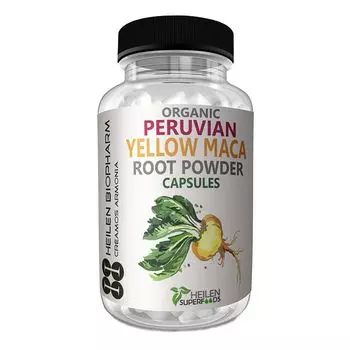 Корень желтой Маки (180 кап, 500 мг), Organic Peruvian Yellow Maca Root Caps, произв. Heilen Biopharm