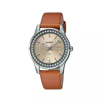 Коричневые аналоговые женские часы, Brown Analog Women's Watch, произв. Casio