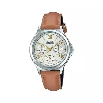 Коричневые женские часы с несколькими циферблатами, Brown Multi-Dial Women's Watch, произв. Casio