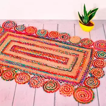 Ковёр из джута и хлопка ручной работы, Jute And Cotton Rug Rectangle, Handmade, произв. MYINDIA