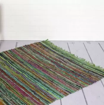 Ковёр из переработанного хлопка, Recycled Cotton Rug Green, Handmade, произв. MYINDIA