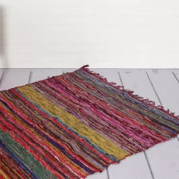 Ковёр из переработанного хлопка, Recycled Cotton Rug Striped Purple, Handmade, произв. MYINDIA