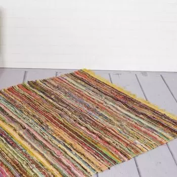 Ковёр из переработанного хлопка, Recycled Cotton Rug Yellow, Handmade, произв. MYINDIA