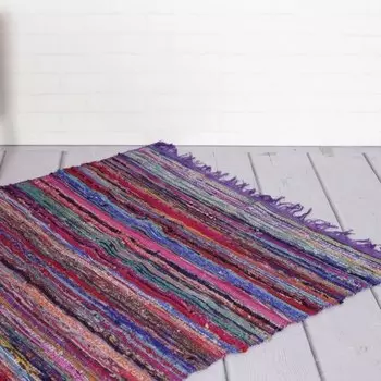 Ковёр из переработанного хлопка, Recycled Cotton Rug Purple, Handmade, произв. MYINDIA
