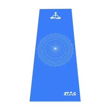 Коврик для йоги голубой с серебристым рисунком, Blue Yoga Mantra Silver Printed Mat, произв. Stag